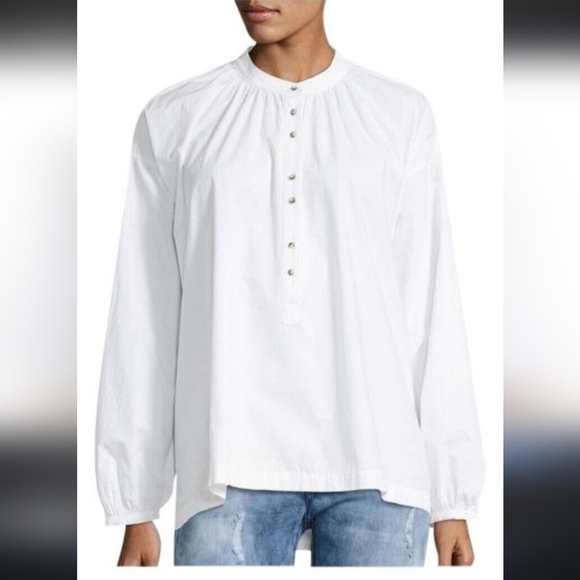 Free People Hey Baby Hi-Low Oversize Top 100% Cotton Size LARGE #OB658371 - Picture 2 of 15